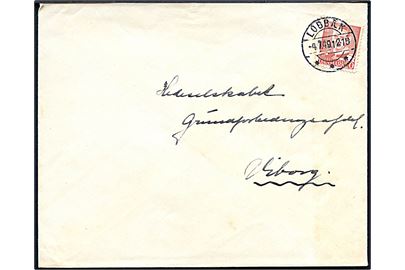 20 øre Fr. IX på brev annulleret med brotype IIc Lobbæk d. 4.7.1949 til Viborg.