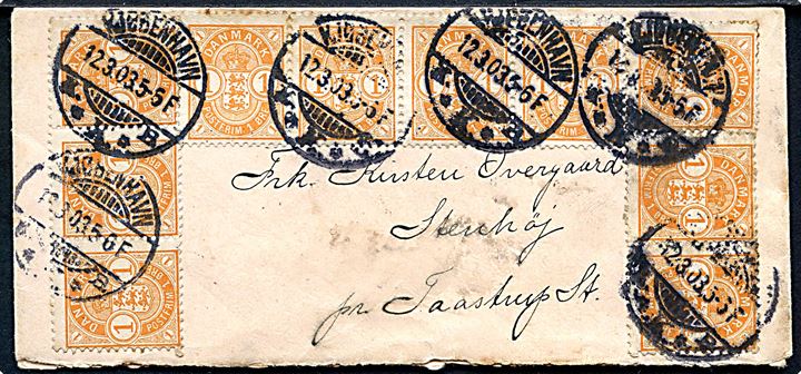 1 øre Våben (10) på brev fra Kjøbenhavn d. 12.3.1903 til Taastrup.