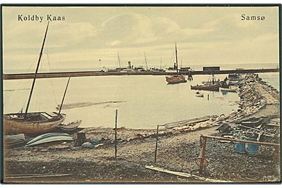 Koldby Kaas, havneparti med dampskibe. C. M. Thune no. 13159. 
