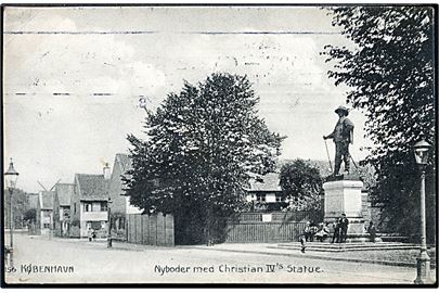 København. Nyboder med Christian IV's Statue. Johs. Koren no. 156.  