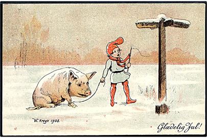 Ludvig Møgelgaard (W. Krogh / Hans Hollberg): Glædelig Jul. Nisse og gris. U/no. 
