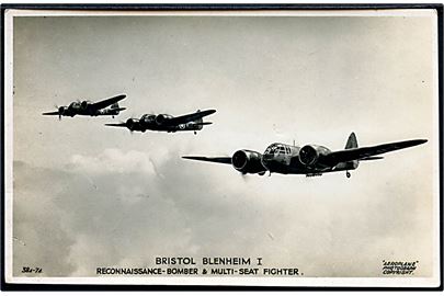 Bristol Blenheim I fra RAF i formation. Valentine's no. 38A-7A.