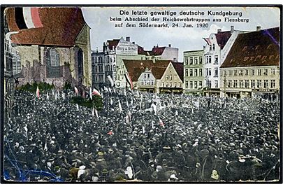 Genforening. Flensburg tager afsked med sine soldater d. 24.1.1920 før Slesvig besættes af CIS. v. Loof u/no.