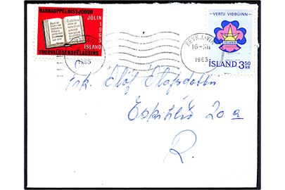 3,50 kr. Spejder og Thorvaldsen Forening Julemærke 1965 på lokalt brev i Reykjavik d. 16.12.1965.