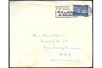 60 øre Selandia på brev fra København d. 7.1.1963 til Kittlitz Löbau i Østtyskland.