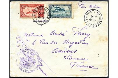 30 c. og 50 c. Luftpost på luftpostbrev annulleret med feltpoststempel Poste aux Armees *411* d. 13.5.1926 til Frankrig. Fra franske styrker i Marokko.