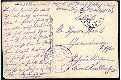 Ufrankeret feltpostkort (Bialystok banegård) stemplet K.D.Feldpoststation Nr. 75 f. 20.11.1916 til Tyskland. Sendt fra Flieger ved Armeeflugpark 13, Feldpost 162.