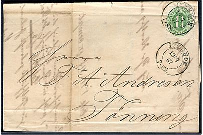Schleswig - Holstein 1 1/4 Sch. stukken kant på brev annulleret med 2-ringsstempel Itzehoe d. 19.7.1867 via Heide til Tönning