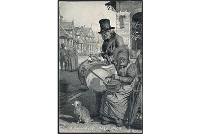 Ærøskøbing. Gadehjørne med udråber og kone 1869. Efter litografi af Pietro Krohn. C. Th. Creutz  no. 23387. 