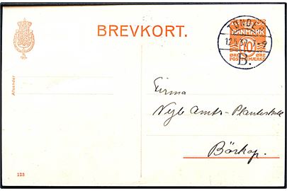 10 øre Bølgelinie helsagsbrevkort (fabr. 123) annulleret med brotype Vc Tønder B. d. 12.5.1937 til Børkop.