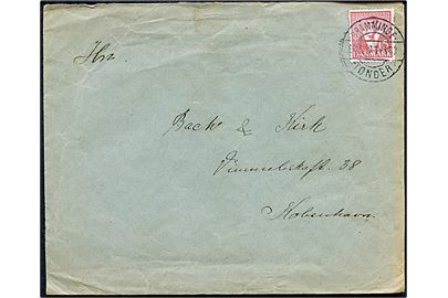 15 øre Tavsen på brev annulleret med bureaustempel Bramminge - Tønder sn1 T.463 d. 28.5.1937 til København.