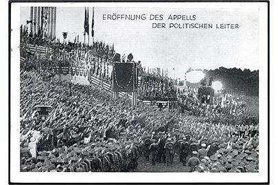 Tyskland. Eröffnung des appells der politschen leiter. F. Willmy u/no. Særstempel fra Reichsparteitag 1934.