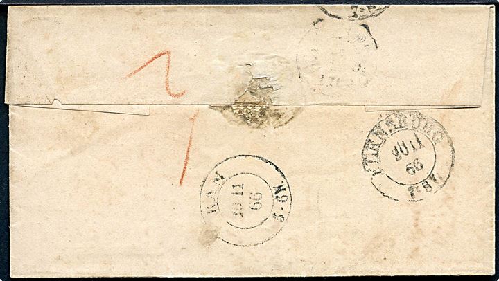 Herzogth. Schleswig 1 1/4 Sch. stukken kant på brev stemplet Tondern d. 19.11.1866 via Flensburg og Gram til Rødding pr. Hadersleben.