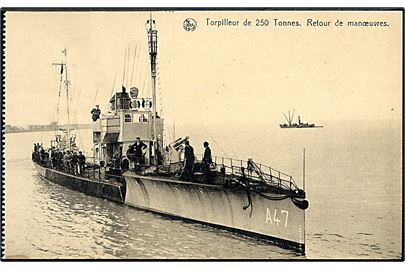 Belgisk torpedobåd A47 vender hjem fra manøvre.