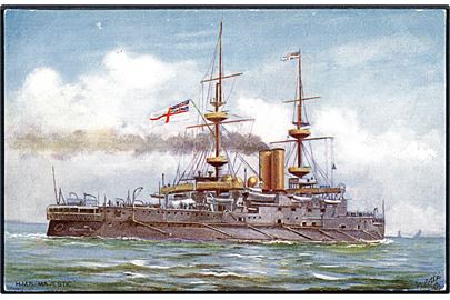 HMS Majestic, battleship. Tucks Our Ironclads serie III no. 9083.