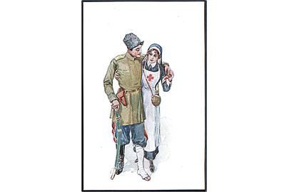 Såret russisk soldat og sygeplejeske. No. 195.