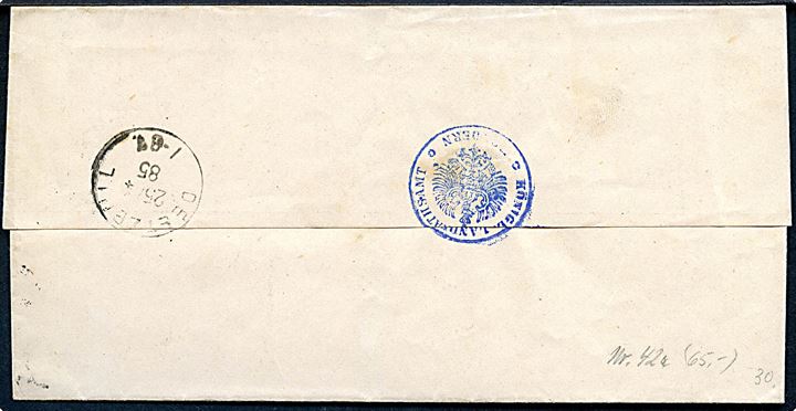 20 pfg. Adler på brev annulleret Tondern ** d. 24.4.1885 til Kleiseerkoog via Risum pr. Deetzbüll. 