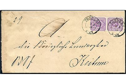 5 pfg. Ciffer i parstykke på brev stemplet Tondern d. 9.3.1876 til Keitum på Sylt.