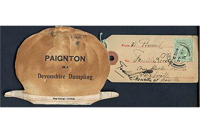 Paignton in a Devonshire Dumpling med prospekter og manila-mærke frankeret med ½d Edward VII stemplet Paignton d. 27.5.1911 til Frankrig.