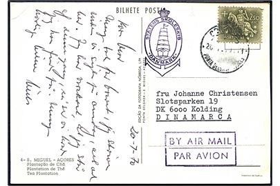 2$50 Rytter på luftpost brevkort stemplet Ponta Delgada på Azorerne d. 20.7.1970 og sidestemplet Statens Skoleskib Danmark til Kolding, Danmark.