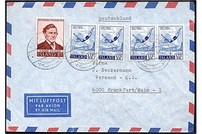1 kr. Sveinsson og 1,75 kr. Idræt (3) på luftpostbrev fra den tyske ambassade i Reykjavik 1961 til Frankfurt, Tyskland.