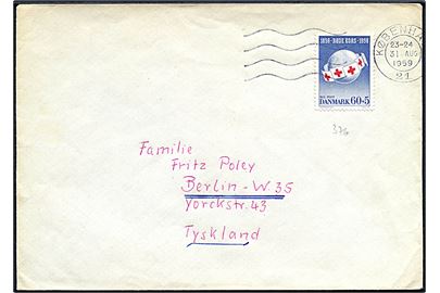 60+5 øre Røde Kors på brev fra København d. 31.8.1959 til Berlin, Tyskland.