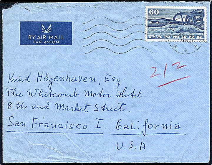 60 øre Landbrug på luftpostbrev fra Ballerup d. 11.8.1960 til San Francisco, USA.