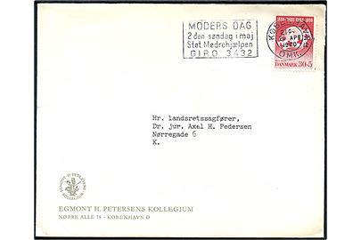 30+5 øre Røde Kors på brev annulleret med TMS Moders Dag 2den søndag i maj Støt Mødrehjælpen GIRO 3432/København d. 29.4.1960 til København.