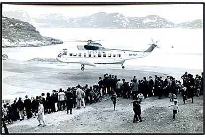 Grønland. Første ordinære helikopterflyvning OY - HAF 1 Juni 1965. Søndre Strømfjord - Godthåb. Fotokort u/no. 