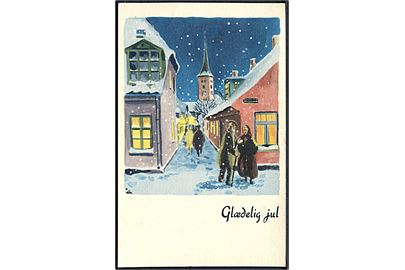 Illa Winkelhorn: Glædelig Jul. Byen om aftenen og med sne. F. D. B. serie 1202. 