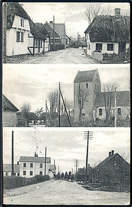 Partier fra Stenstrup med bla. Kirken. Fot. H. Schmidt no. 24531. 