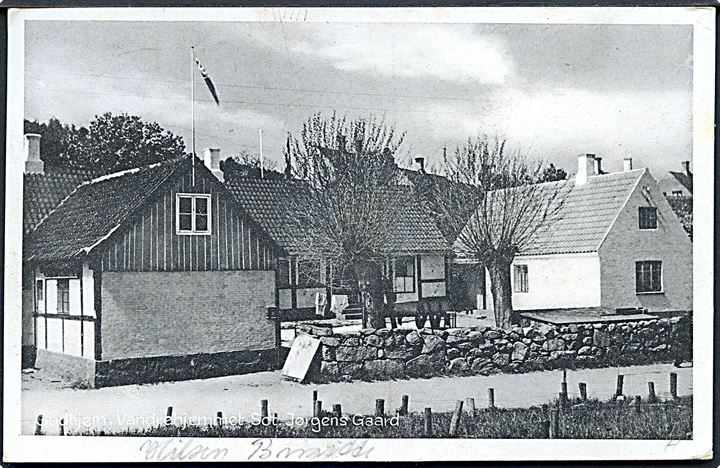 10 øre Bølgelinie på brevkort (Vandrhjemmet Sct. Jørgens Gaard, Gudhjem) fra Gudhjem d. 8.7.1939 til poste restante i Nibe. Ikke afhentet og returneret via Returpostkontoret til Sorø.