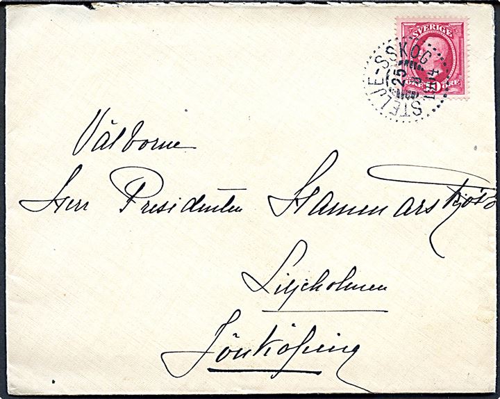 10 öre Oscar II på brev annulleret med bureaustempel Stelje - Sskog d. 25.8.1904 til Jönköping.