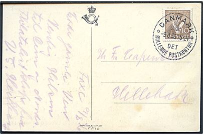 10 øre Tavsen på brevkort annulleret med særstempel Danmark * Det rulllende Postkontor * d. 9.8.1936 til Hellebæk. Det rullende postkontor var opstillet i Fakse i dagene 8.-9.8.1936 i forbindelse med Høst- og Folkefest.