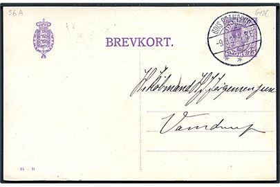 15 øre Chr. X helsagsbrevkort (fabr. 64-H) annulleret med brotype IIa Ødis Bramdrup d. 9.6.1922 til Vamdrup.