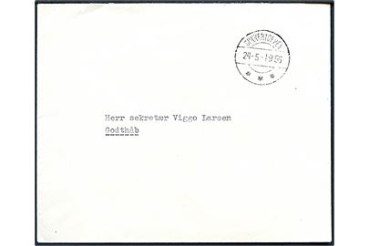 Ufrankeret internt brev fra kæmnerkontoret stemplet Sukkertoppen d. 24.5.1956 til Godthåb.