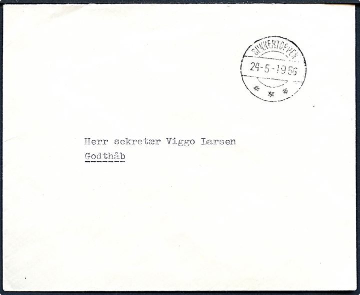Ufrankeret internt brev fra kæmnerkontoret stemplet Sukkertoppen d. 24.5.1956 til Godthåb.