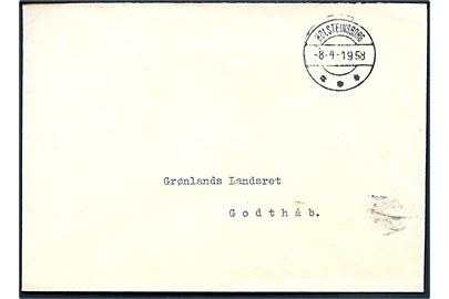 Ufrankeret internt brev fra Kæmnerkontoret i Holsteinsborg d. 8.4.1958 til Grønlands Landsret i Godthåb.