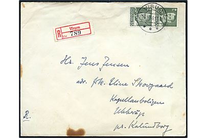 35 øre Fr. IX i parstykke på anbefalet brev fra Virum d. 10.9.1954 til Ubberup pr. Kalundborg. Skjold.