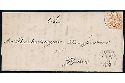 ½ gr. Single på lokalbrev i Itzehoe d. 5.11.1871. 