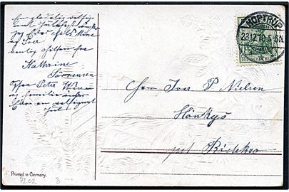 5 pfg. Germania på julekort stemplet Hoptrup *** d. Hoptrup d. 23.12.1910 til Rødekro.
