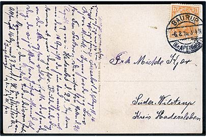 7½ pfg. Germania på brevkort stemplet Baurup (Kr. Apenrade) d. 6.8.1918 til Süder Wilstrup.