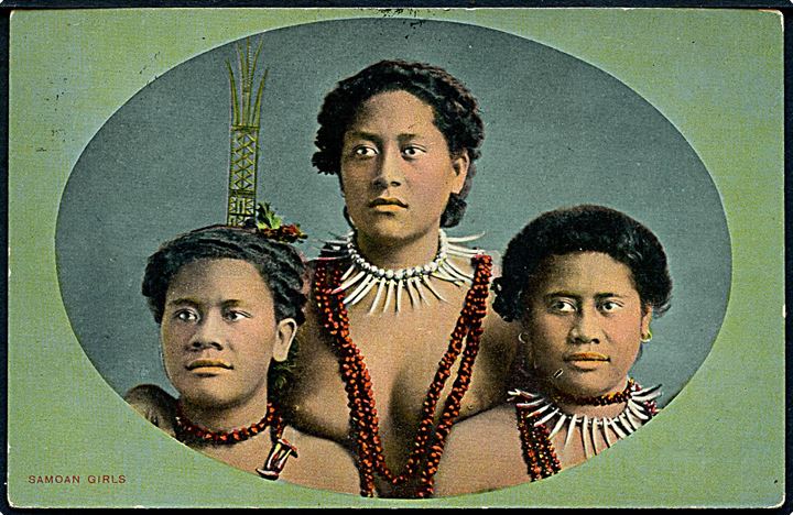 1 c. Washington på brevkort (Samoan Girls) annulleret Pago Pago Samoa d. 20.12.1915 til Sacremento, USA.