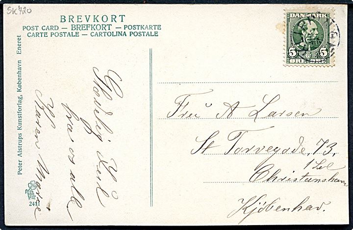 5 øre Chr. IX på brevkort (Vemmetofte) annulleret med stjernestempel KLIPPINGE til København.