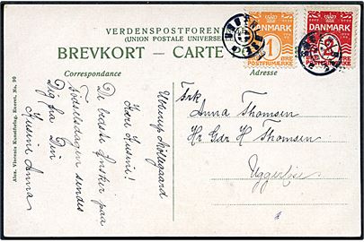1 øre og 2 øre Bølgelinie på lokalt brevkort annulleret med stjernestempel UGGERLØSE.