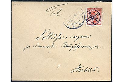 10 øre Chr. X på brev annulleret med stjernestempel EJER og sidestemplet svagt Skanderborg d. 8.2.1917 til Aarhus.