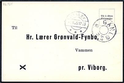 Ufrankeret tryksagskort med udslebet stjernestempel GANLØSE og sidestemplet Maaløv d. 1.11.1935 til Vammen pr. Viborg. Ikke udtakseret i porto.