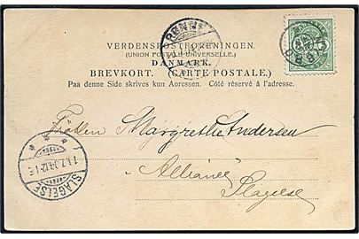 5 øre Våben på brevkort annulleret med stjernestempel NYBRO og sidestemplet Rønne 1904 til Slagelse.