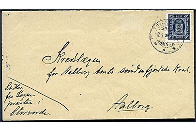 20 øre Tjenestemærke på brev fra Storvorde d. 9.3.1923 til Aalborg.