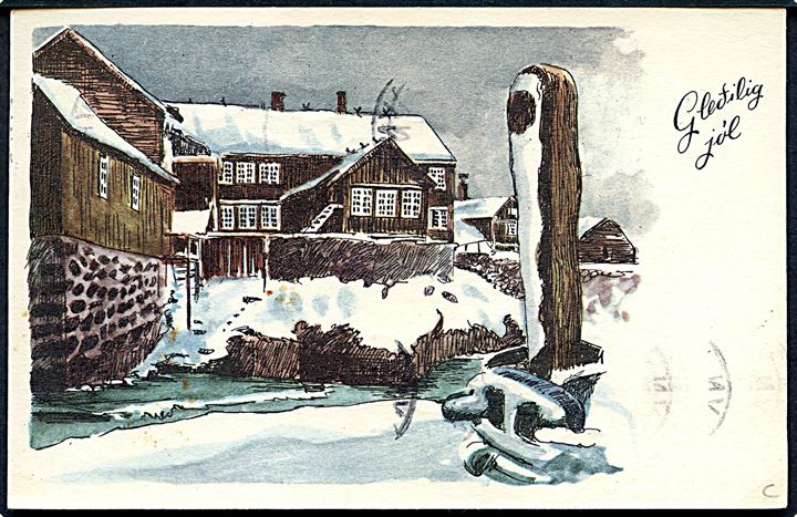 20 øre Fr. IX og Julemærke 1959 på julekort fra Thorshavn d. 19.12.1959 til Göteborg, Sverige.